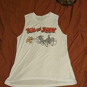 Tom and Jerry Sleeveless Top - White